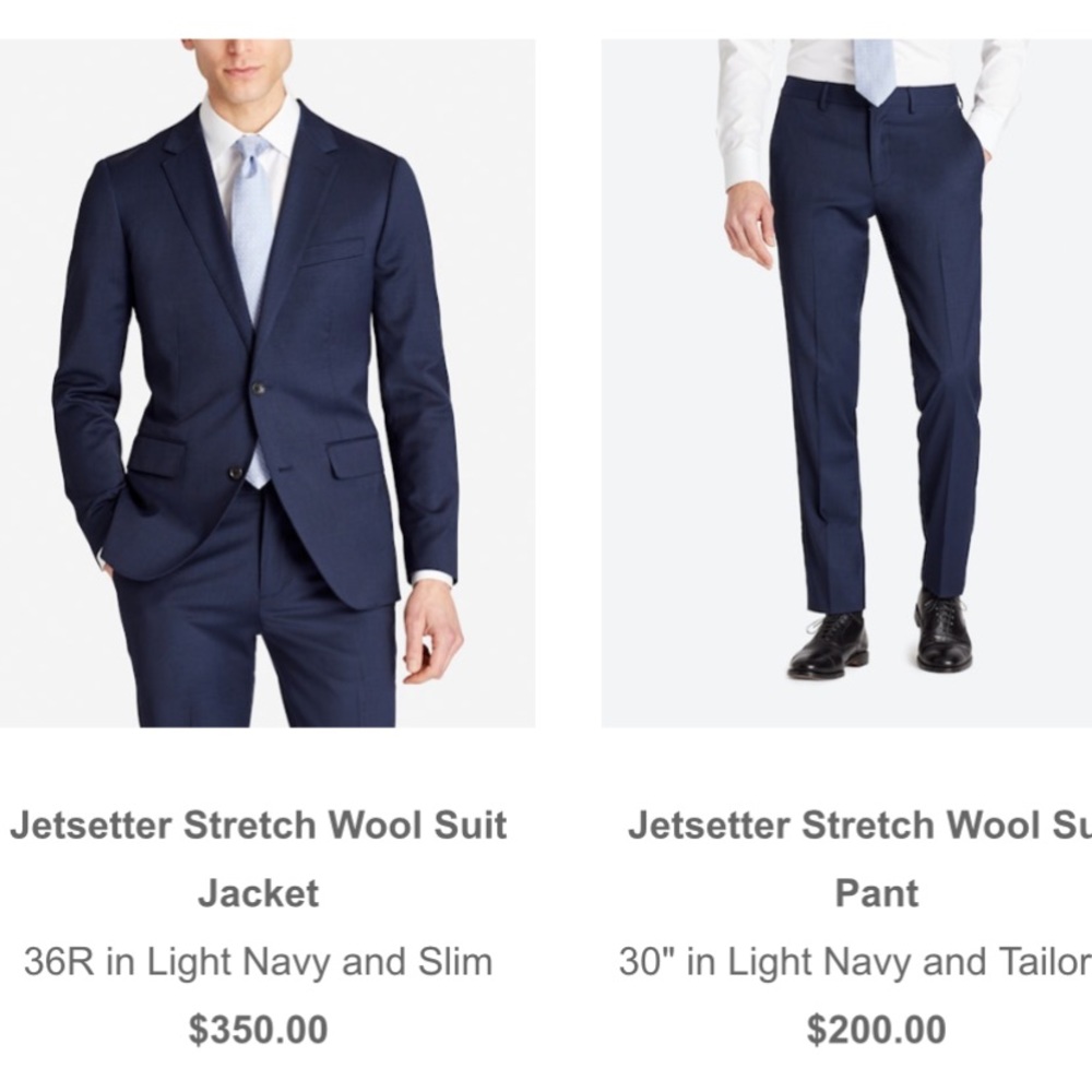 Bonobos slim fit stretch wool dark navy SUIT- can be sold separately